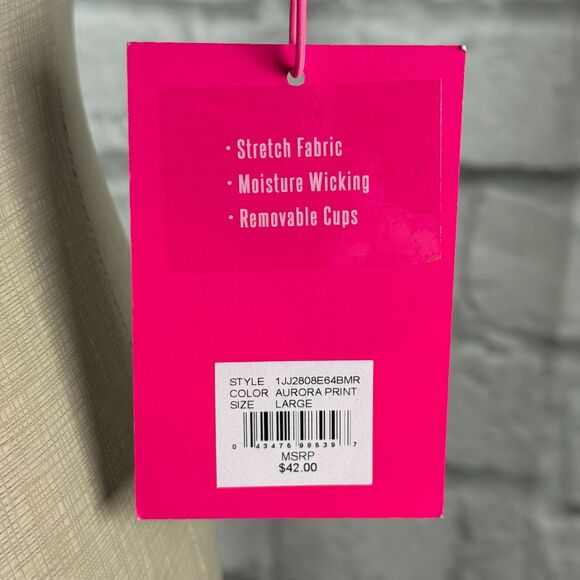 Juicy Couture Padded Sports Bra Women's Large Blue Aurora Print Thick Straps NWT - Picture 8 of 10